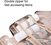 Large Toiletry Bag Travel Bag with Hanging Hook, Water-Resistant Makeup Cosmetic Bag Travel Organizer for Accessories, Shampoo, Full Sized Container, Toiletries
