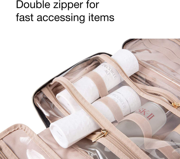 Large Toiletry Bag Travel Bag with Hanging Hook, Water-Resistant Makeup Cosmetic Bag Travel Organizer for Accessories, Shampoo, Full Sized Container, Toiletries