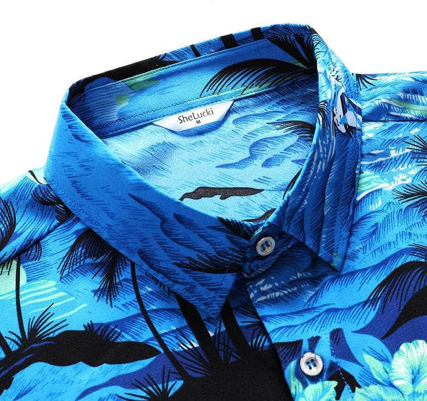 Hawaiian Shirt for Men, Unisex Summer Beach Casual Short Sleeve Button down Shirts, Printed Palmshadow Clothing