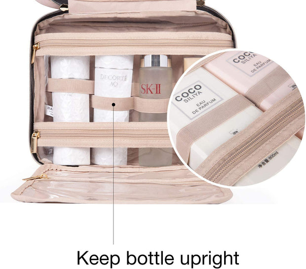 Large Toiletry Bag Travel Bag with Hanging Hook, Water-Resistant Makeup Cosmetic Bag Travel Organizer for Accessories, Shampoo, Full Sized Container, Toiletries
