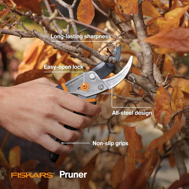 Bypass Pruning Shears, 5/8-Inch Cut Capacity Garden Clippers, Gardening Scissors with Sharp, Rust Resistant Steel Blade