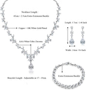 Jewelry Set for Women, Necklace Dangle Earrings Bracelet Set with White AAA Cubic Zirconia, Allergy Free Wedding Party Jewelry for Bridal Bridesmaid