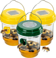 3 Pack Wasp Traps Outdoor Hanging, Solar Bee Trap for Outside, Hornet Traps, Bee Wasp Catcher outside Garden