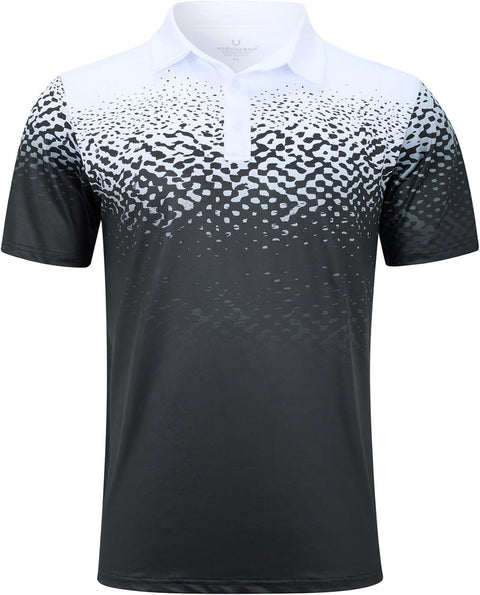 Mens Golf Shirt Dry Fit Athletic Polo Shirts Moisture Wicking Performance 3D Print Short Sleeve