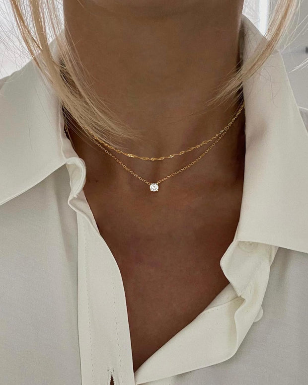 Diamond Necklaces for Women, Dainty 14K Gold/Sterling Silver Choker Necklace Simple Gold Plated CZ Jewelry Necklaces for Women Trendy Gifts