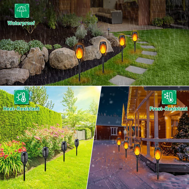 Solar Lights Outdoor, Solar Torch Light with Flickering Flame for Garden Decor, Solar Garden Lights, Waterproof Outdoor Lighting, Flame Torches for outside Patio Pathway Yard Decorations