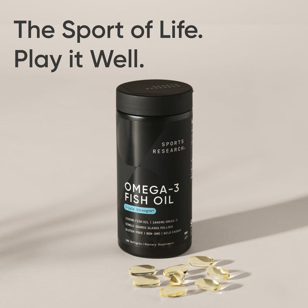 Triple Strength Omega 3 Fish Oil - Burpless Fish Oil Supplement W/Epa & DHA Fatty Acids from Single-Source Wild Alaskan Pollock - 1250 Mg, 180 Ct