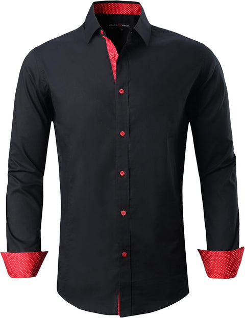 Mens Dress Shirts Regular Fit Long Sleeve Stretch Business Dress Shirts for Men