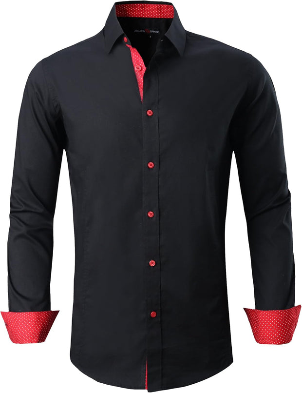 Mens Dress Shirts Regular Fit Long Sleeve Stretch Business Dress Shirts for Men
