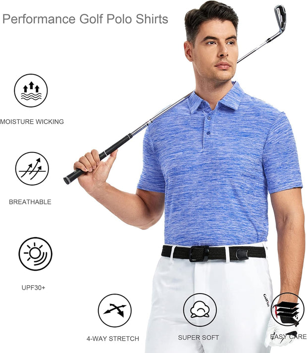 Mens Golf Shirt Moisture Wicking Quick-Dry Short Sleeve Casual Polo Shirts for Men