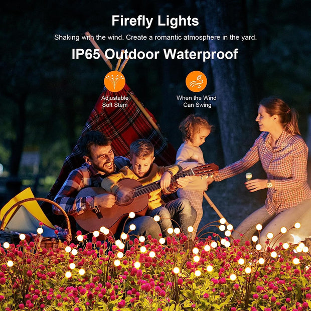 Solar Lights Outdoor(4-Pack, 32 Leds), Solar Garden Lights, Outdoor Decorations, Firefly Light for Patio Decor, Big Bulb, Unique Gifts for Women, Gifts for Grandma