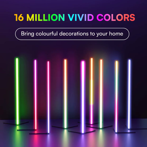 1/2 Pack Corner Floor Lights -16Million DIY Color Changing, RGB Smart Modern Lights with Remote Control and APP Control USB Plug