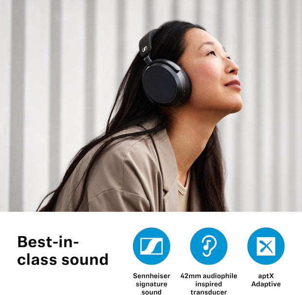 Consumer Audio Momentum 4 Wireless Headphones - Bluetooth Headset for Crystal-Clear Calls with Adaptive Noise Cancellation, 60H Battery Life, Lightweight Folding Design, Black (509266)