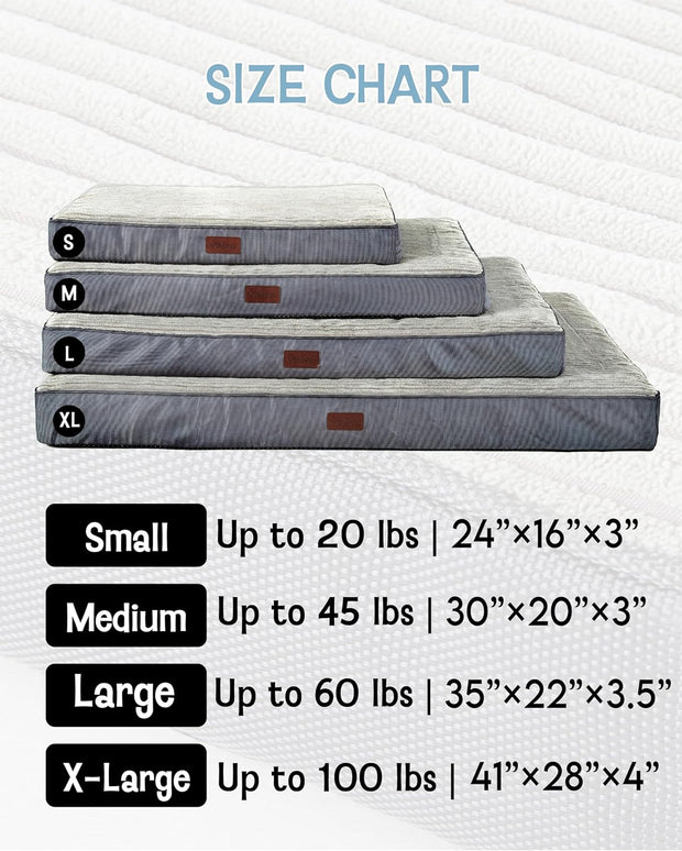 35 Inch Orthopedic Waterproof & Machine Washable Dog Bed for Medium Large Pets, 20D Egg Crate Foam Stable Support, Non-Slip Bottom and Removable Cover, Tear-Resistant Invisible Zipper(Gray)