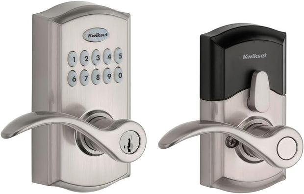 Smartcode 955 Pembroke Light Commercial 10-Button Keypad Electronic Lever, Featuring Convenient Keyless Entry, 3-Year Batter Life and High Traffic Durability Satin Nickel