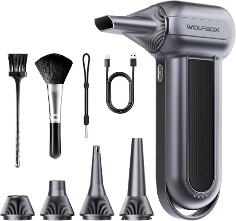 MF100 Electric Air Duster-150000Rpm Super Power Cordless Air Duster, Rechargeable Brushless Motor Durable Blower, 3-Gear Adjustable Dust Blower for Computer, Keyboard, Outdoor, House and Car