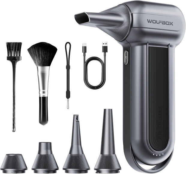 MF100 Electric Air Duster-150000Rpm Super Power Cordless Air Duster, Rechargeable Brushless Motor Durable Blower, 3-Gear Adjustable Dust Blower for Computer, Keyboard, Outdoor, House and Car