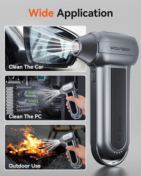 MF100 Electric Air Duster-150000Rpm Super Power Cordless Air Duster, Rechargeable Brushless Motor Durable Blower, 3-Gear Adjustable Dust Blower for Computer, Keyboard, Outdoor, House and Car