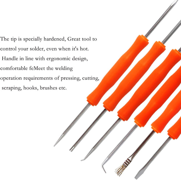 6 Pcs Double Sided Soldering Assist Aid Repair Tool with 2 Precision Tweezers for Electronics Repair and Soldering