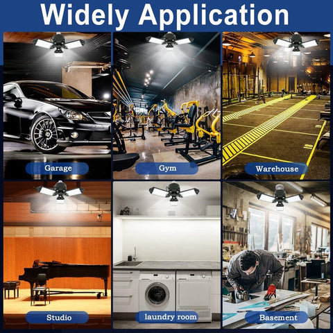 LED Garage Light, 80W 8000 Lumen Ceiling Lights with 3 Adjustable Panels, 6500K Daylight Light Bulb Fixture LED Lights for Garage, Workshop