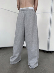 Men'S Baggy Pants Wide Leg Drawstring Waist Loose Sweatpants with Pockets