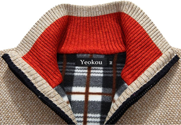 Men'S Casual Slim Full Zip Thick Knitted Cardigan Sweaters with Pockets