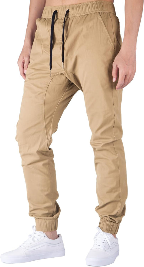 Mens Slim Fit Joggers Elastic Waist Cotton Casual Pants with Pockets Tapered Joggers XS-3XL Hiking Lounging