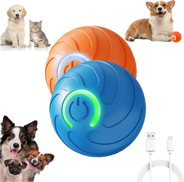 Smart Jumping Ball Toy for Dogs, Duraspin Dog Bouncing Ball, Interactive Bouncing Toys for Small Medium Dogs （2Pack-Orange & Bule）