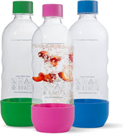 Replacement Carbonating Sparkling Water Bottles for Sodastream - 1 Liter, Bpa-Free & Leak-Proof (Compatible with Fizzi, One Touch, Jet, Source, Play, Genesis, Power Models) - 3-Pack (Multi)
