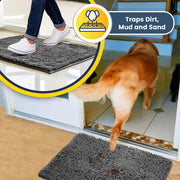 ® Shown on TV – Super Absorbent Microfiber Dog Door Mat for Muddy Paws, Non-Slip Washable Pet Rug, Quick Dry Chenille Entryway Carpet, Machine Washable Indoor Outdoor Mat, Grey 30"X19"