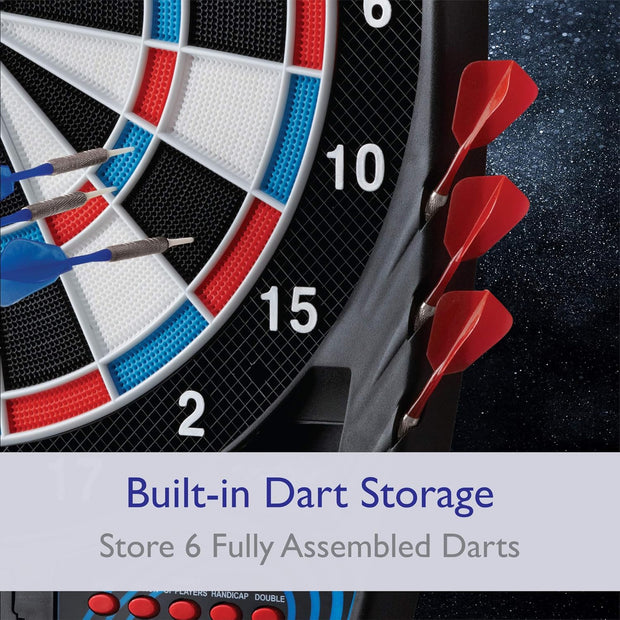 by GLD Products 777 Electronic Dartboard Sport Size over 40 Games Auto-Scoring LCD Cricket Display Impact-Tough Target for Lasting Durability and Ultra-Thin Spider for Fewer Bounce Outs with Soft Tip Darts, Black, One Size