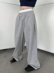 Men'S Baggy Pants Wide Leg Drawstring Waist Loose Sweatpants with Pockets