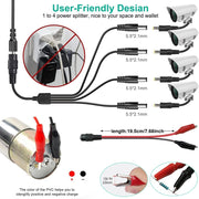 Universal Power Supply 3V~24V 3A 72W Adjustable Variable 3V 5V 9V 12V 18V 20V 24V AC/DC Adapter Charger, 100V-240V AC to DC Converter with 14 Tips, Polarity Converter and 4-Way Power Splitter Cable