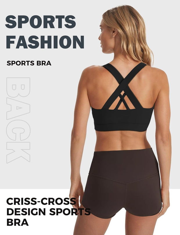 Sports Bras for Women, High Support Criss Cross Back Bras for Large Bust, High Impact Strappy Yoga Workout Bra