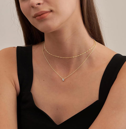 Diamond Necklaces for Women, Dainty 14K Gold/Sterling Silver Choker Necklace Simple Gold Plated CZ Jewelry Necklaces for Women Trendy Gifts
