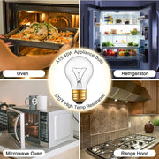 Appliance Oven Light Bulb, High Temp 300 °C Resistant,（2 Pack） A15/E26/120V/40 Watt Appliance Replacement Bulb for Refrigerator over Stove Microwave Range Hood,Warm White