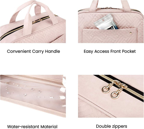 Large Toiletry Bag Travel Bag with Hanging Hook, Water-Resistant Makeup Cosmetic Bag Travel Organizer for Accessories, Shampoo, Full Sized Container, Toiletries