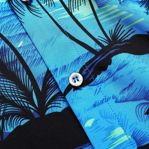 Hawaiian Shirt for Men, Unisex Summer Beach Casual Short Sleeve Button down Shirts, Printed Palmshadow Clothing