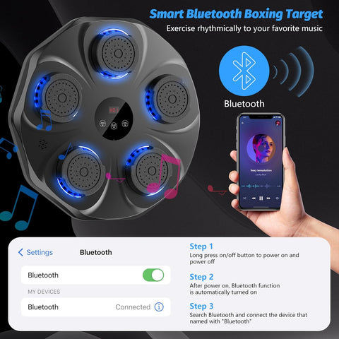 Music Boxing Machine, Interactive Punching Trainer with Boxing Gloves, Large Size Wall Mounted Electronic Boxing Target for Adults Kids, 9 Modes & 9 Speeds