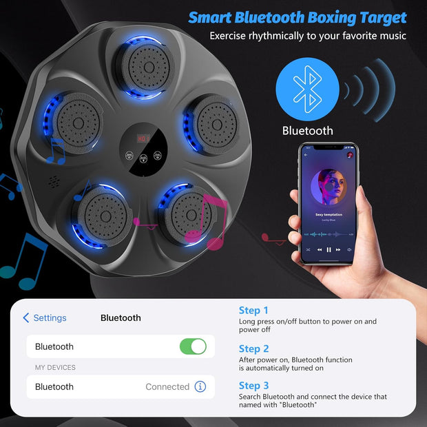 Music Boxing Machine, Interactive Punching Trainer with Boxing Gloves, Large Size Wall Mounted Electronic Boxing Target for Adults Kids, 9 Modes & 9 Speeds