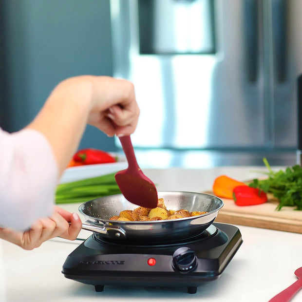 Countertop Infrared Single Burner, 1000W Electric Hot Plate with 7” Ceramic Glass Cooktop, 5 Level Temperature Setting & Easy to Clean Base, Compact Stove for Home Dorm Office, Black BGI101B