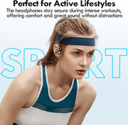 Wireless Earbuds Bluetooth Headphones Sport,Over Ear Buds with Deep Bass Sound,60Hrs Playtime Earphones Redesigned Comfort Fit with Earhooks for Running,Meeting,Workout-Black