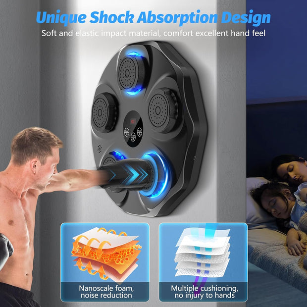 Music Boxing Machine, Interactive Punching Trainer with Boxing Gloves, Large Size Wall Mounted Electronic Boxing Target for Adults Kids, 9 Modes & 9 Speeds