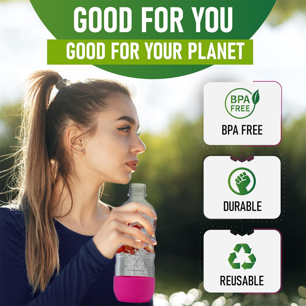 Replacement Carbonating Sparkling Water Bottles for Sodastream - 1 Liter, Bpa-Free & Leak-Proof (Compatible with Fizzi, One Touch, Jet, Source, Play, Genesis, Power Models) - 3-Pack (Multi)