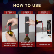 Electric Wine Opener, Battery Operated Bottle Openers with Foil Cutter, One Click Button Corkscrew Remover Ideal Present for Wine Lovers Party and Home Entertaining
