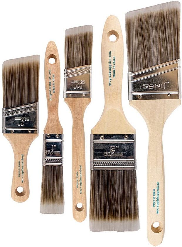 , Paint Brushes, 5-Piece, Paint Brush Set: Flat & Angle Brushes for Latex and Oil Paints, Stains, Interior & Exterior Home Improvement