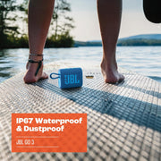 Go 3 Eco - Portable Mini Bluetooth Speaker, Big Audio and Punchy Bass, IP67 Waterproof and Dustproof, 5 Hours of Playtime, Made in Part with Recycled Materials (Eco Blue)