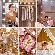 LED Vanity Lights for Mirror,  Hollywood Style with 10 Dimmable Bulbs, Adjustable Color & Brightness, USB Cable, Stick on for Makeup Table Dressing Room Mirror