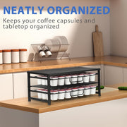 K Cup Holder Organizer for 70 Pods, 2-Tier Coffee Pod Holder for K-Cup with 2 Sliding Storage Drawers, Coffee Station Bar Organizer for Kitchen Countertop, Home & Office, Frosted Black