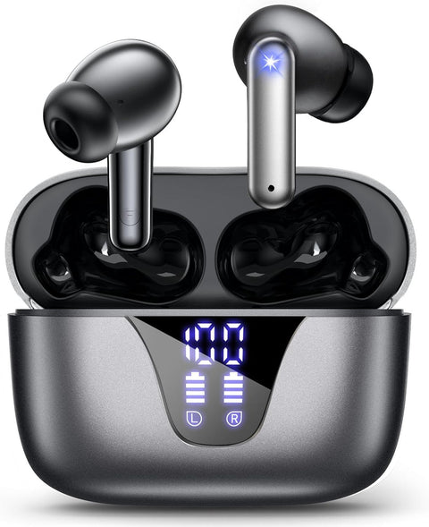 Wireless Earbuds, 2025 Bluetooth Headphones, 50Hrs Stereo Deep Bass Ear Buds with Power Display Charging Case, Buit in Mic, IPX5 Waterproof Headset for Iphone Andriod Phones